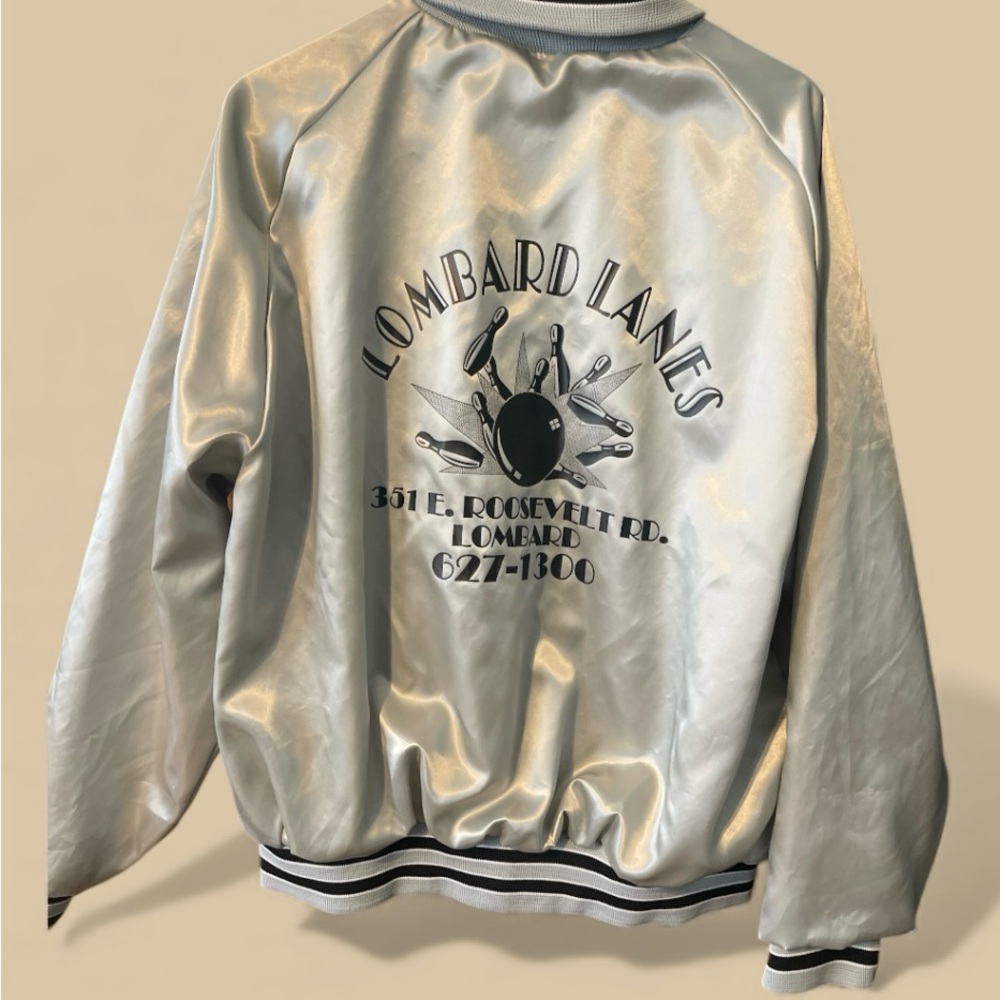 Vintage 80”Women's Satin Bomber Jacket - Silver🤍💎 - Picture 6 of 14